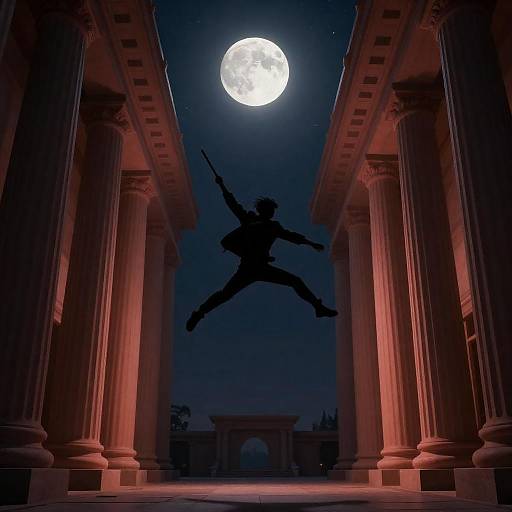 Moonlit Leap Between Classical Towers