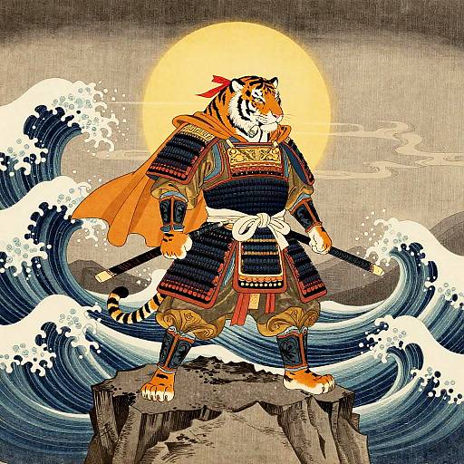 Samurai Tiger on Basalt Cliff
