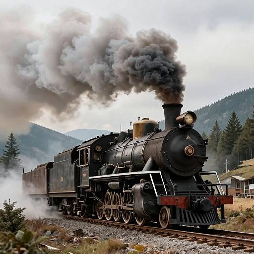 1931 Steam Locomotive in Mountains