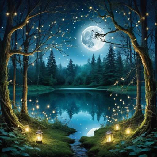Enchanting Moonlit Forest Glade Wallpaper Enchanting Moonlit Forest Glade Wallpaper