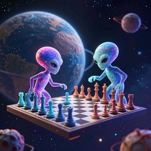 Surreal Alien Stardust Chess Match