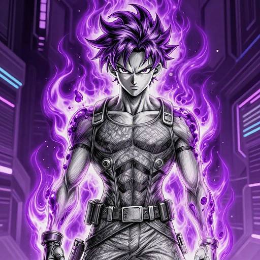 Cyberpunk Pencil Sketch of Iori