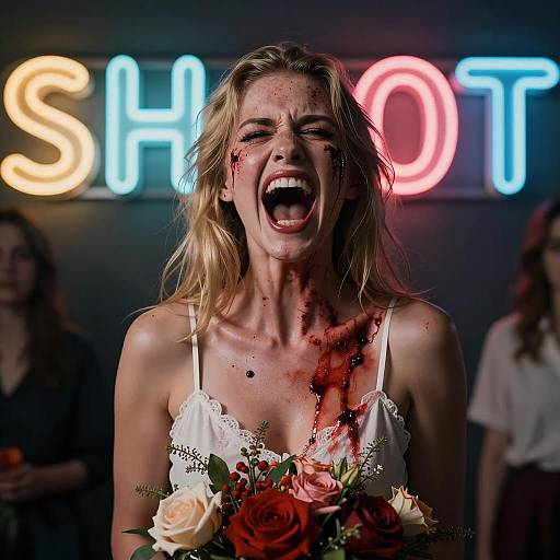 Screaming Woman in Dark Setting