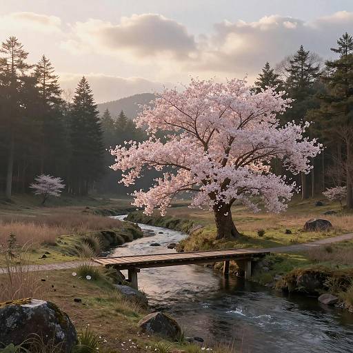 Serene Forest Landscape at Sunrise