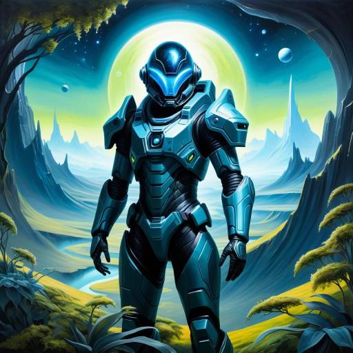 Futuristic Space Explorer in Alien Landscape Futuristic Space Explorer in Alien Landscape