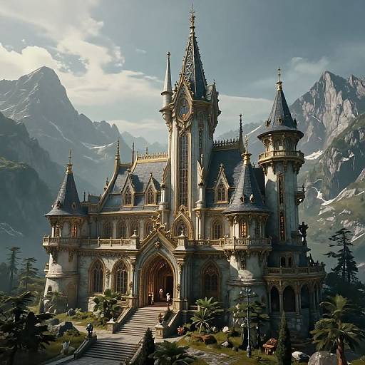 Futuristic Grimoire Mansion in Mountains