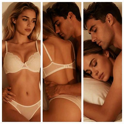 Intimate Triptych of Close Couple Portraits