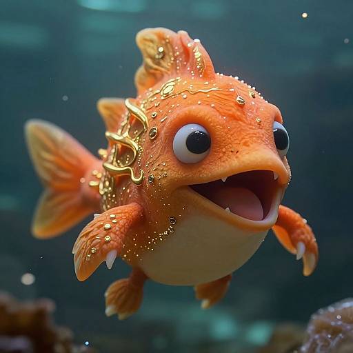 Cinematic Orange-Gold Mystical Alien Creature