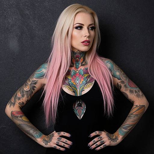 Confident Blonde Tattooed Woman Portrait