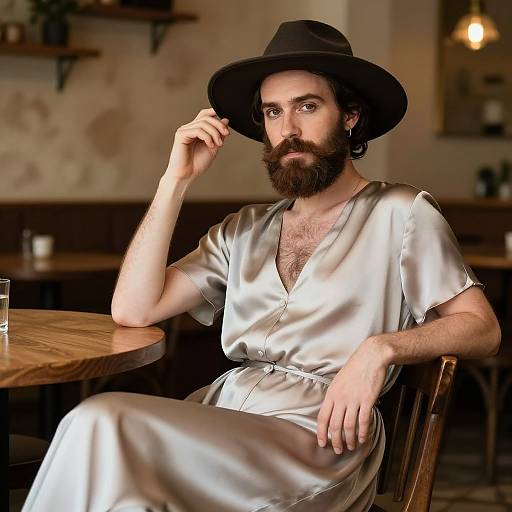 Photorealistic Crossdresser in Cozy Café