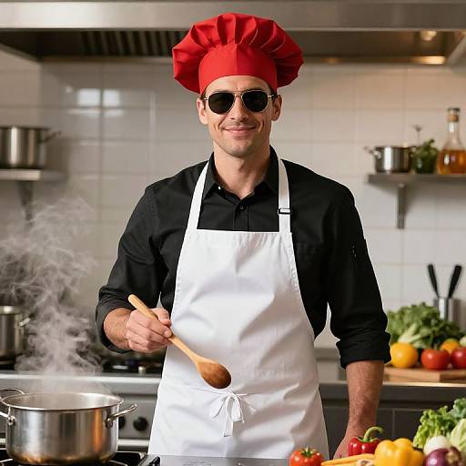 Confident Male Chef in Modern Kitchen