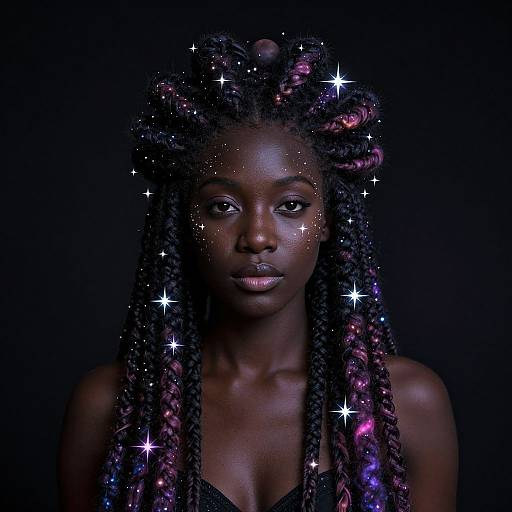 Ethereal Cosmic Woman with Dreadlocks