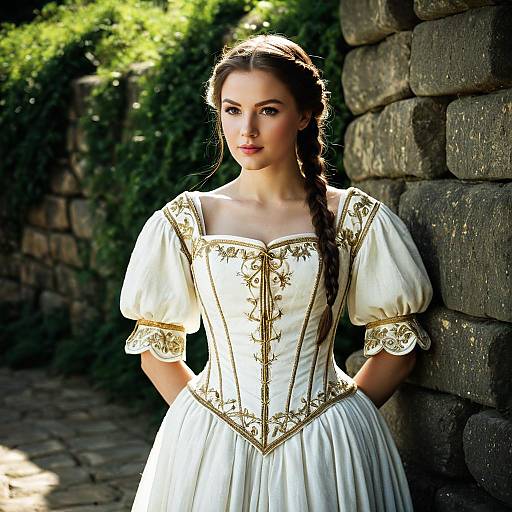 Young Woman in Renaissance White Gown