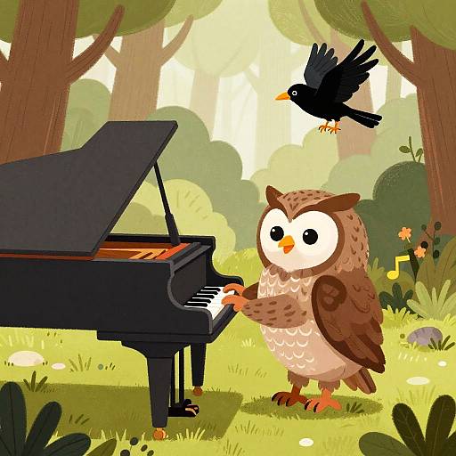 Whimsical Owl and Crow Music