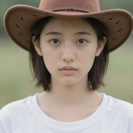 Portrait of Japanese Teen Girl in Cowboy Hat