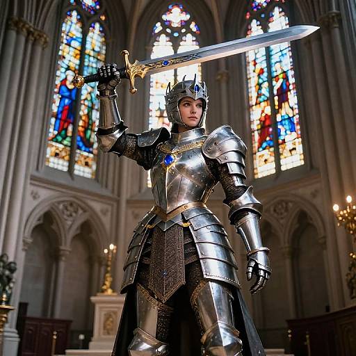 Enchanted Female Paladin in Cathedral