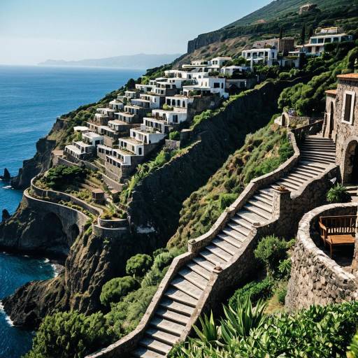 Charming Mediterranean Village by Volcanic Cliffs