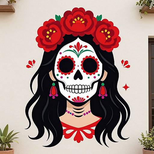 Vibrant Dia de los Muertos Sugar Skull