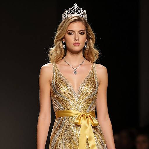 Blonde Model in Sequined Dress