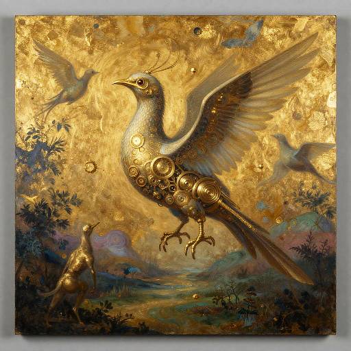 Gilded Rococo-Mechanical Firebird in Gold