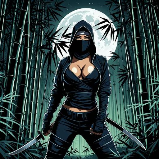 Ninja Hip-Hop Girl in Bamboo Forest