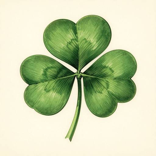 Digital illustration of a three-leaf clover with detailed green shading and texture, centered on a white background.
