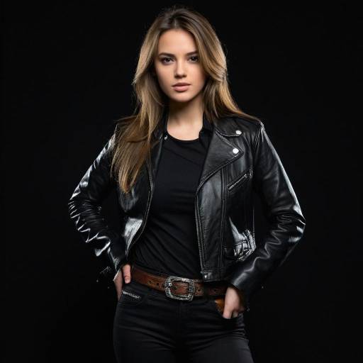 Stylish Solo Girl in Leather Attire