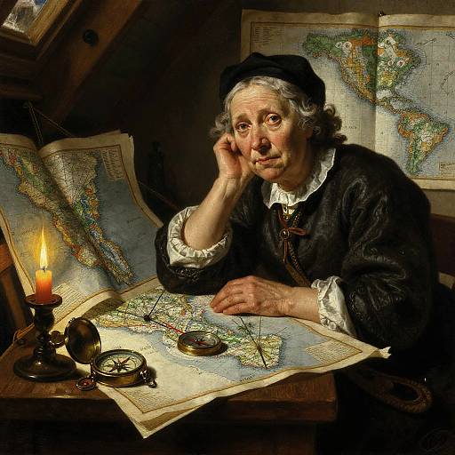 Candlelit Aged Cartographer in Rembrandt Style