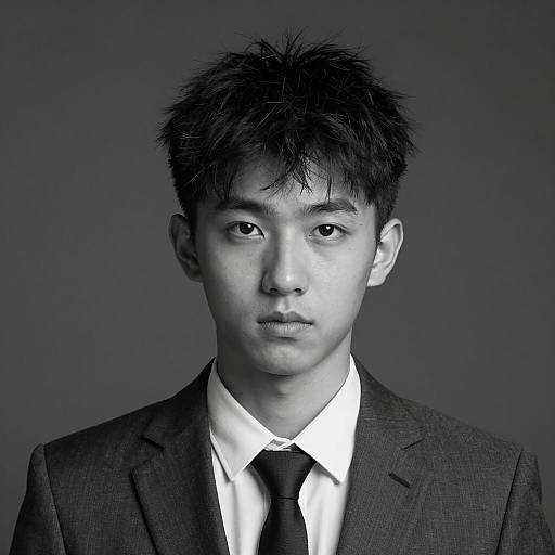 Black and white portrait of young man in suit