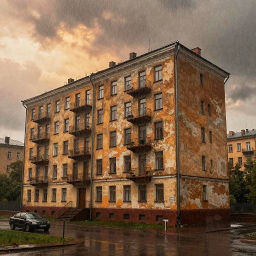 Soviet Apartment Rainstorm Evening