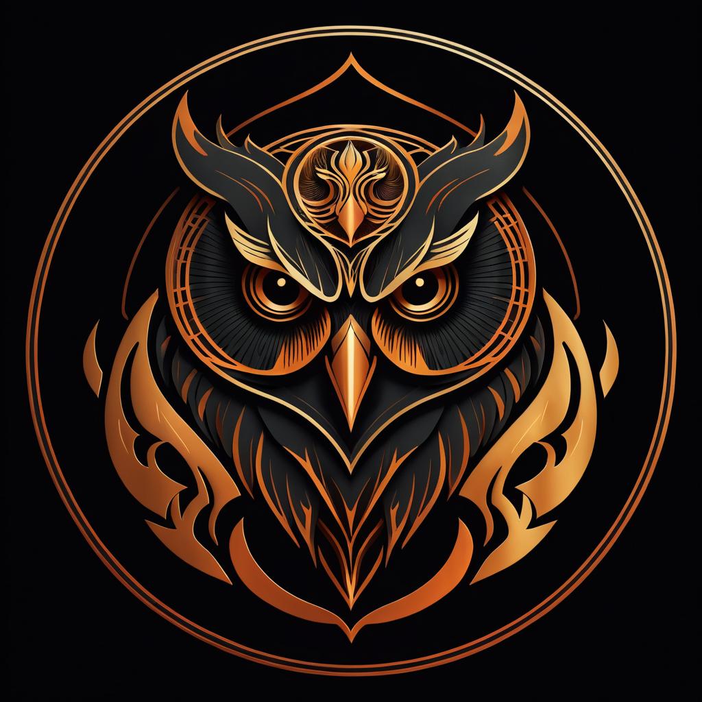 Dramatic Owl Logo in Cinematic Lighting