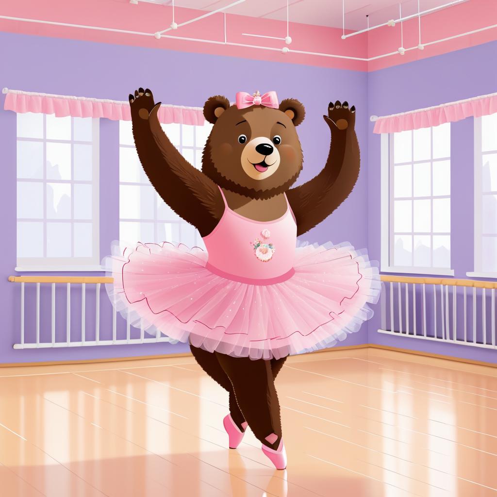 Ballet Bear in a Tutu Illustration