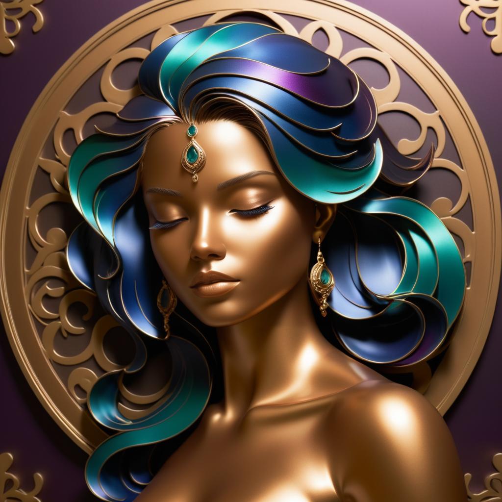 Elegant Girl with Bronze Hair and Jewel Tones