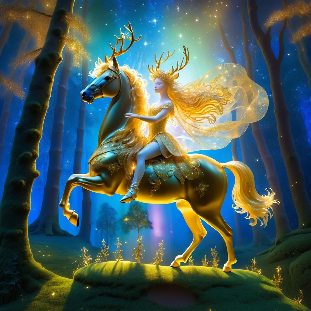 Ethereal Centaur Dance in Whimsical Forest