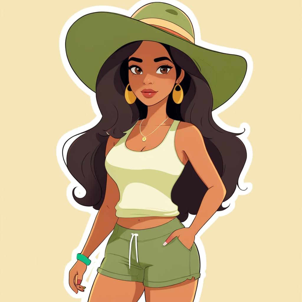 Cartoon of a Stylish Hispanic Woman