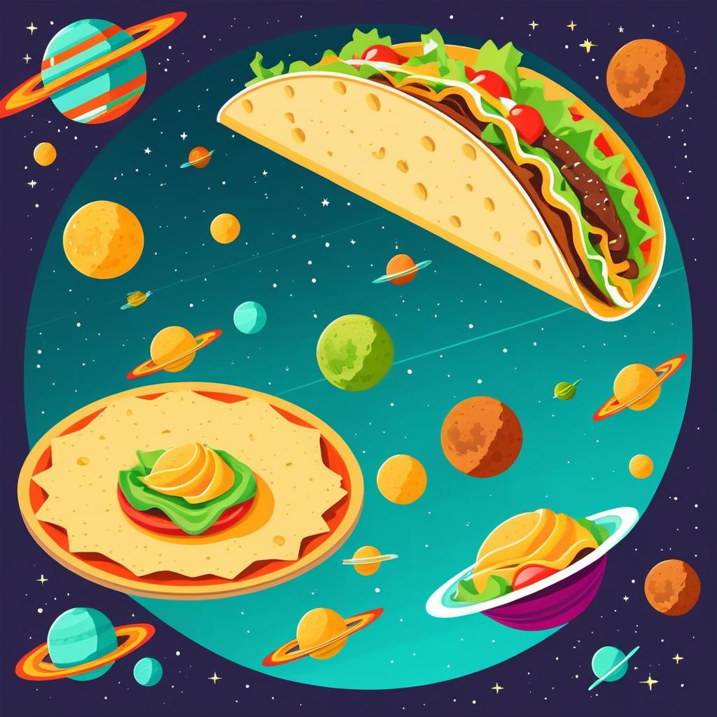 Zero Gravity Taco Illustration Poster