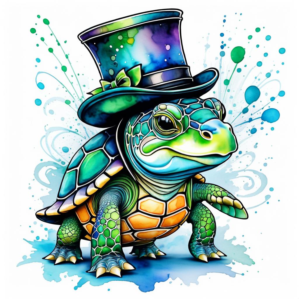 Whimsical Turtle in a Top Hat