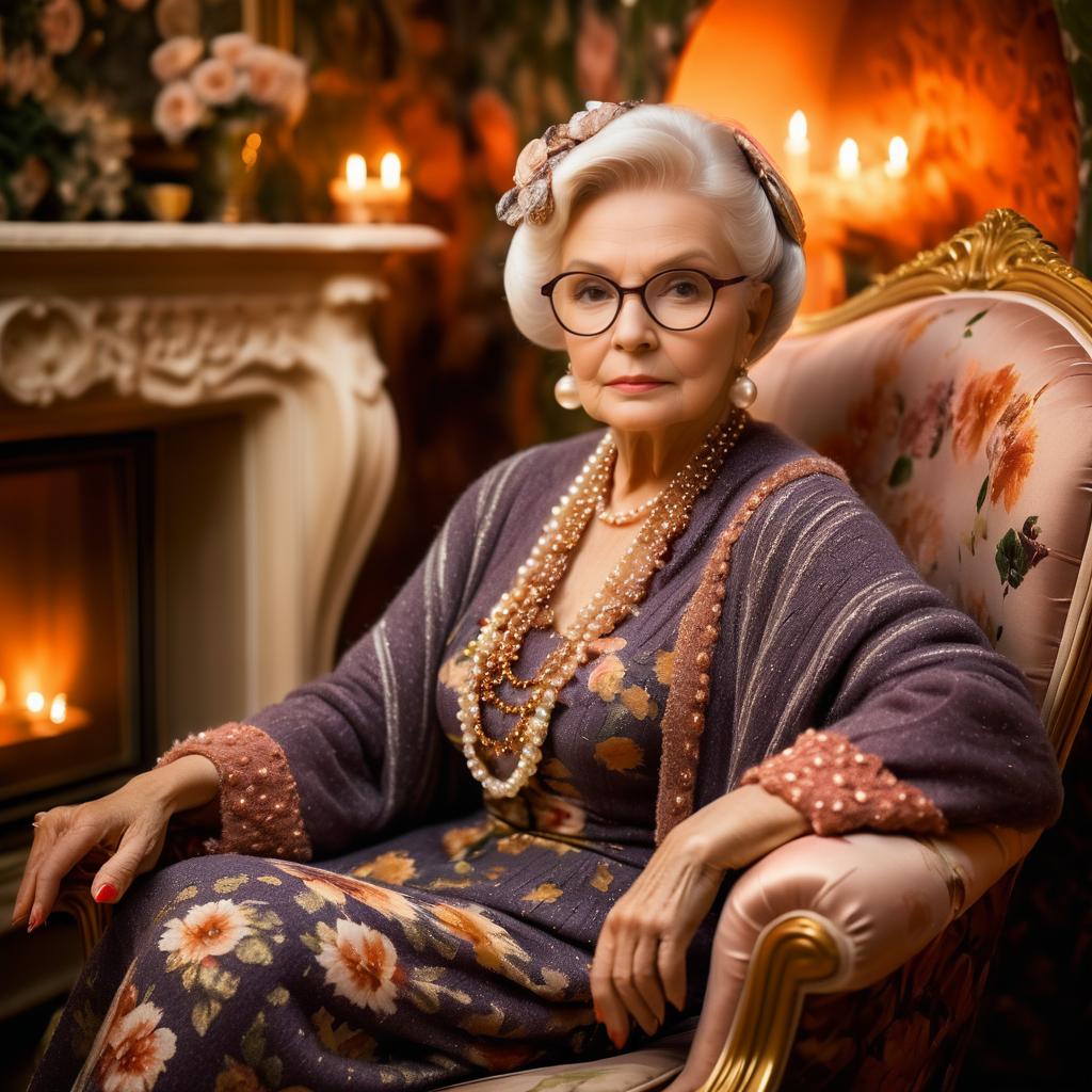 Elegant Elderly Woman in Cozy Setting