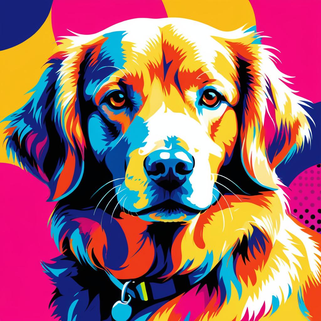 Vibrant Golden Retriever in Pop Art Style