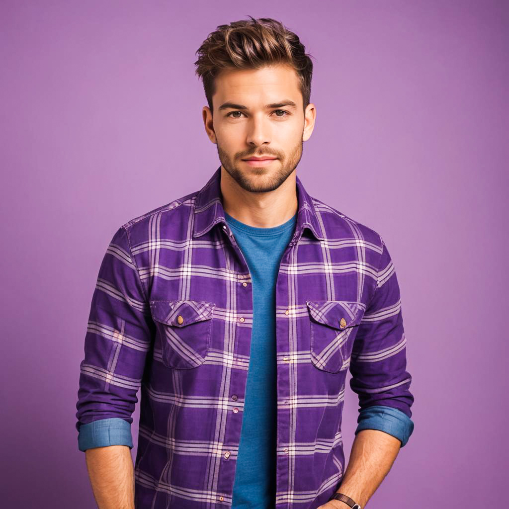 Cheerful Barista in Flannel Streetwear