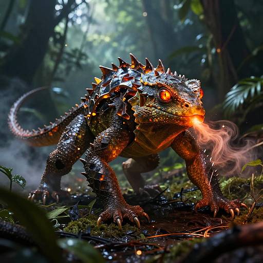 Ember-Lizard in Fiery Jungle Ambush