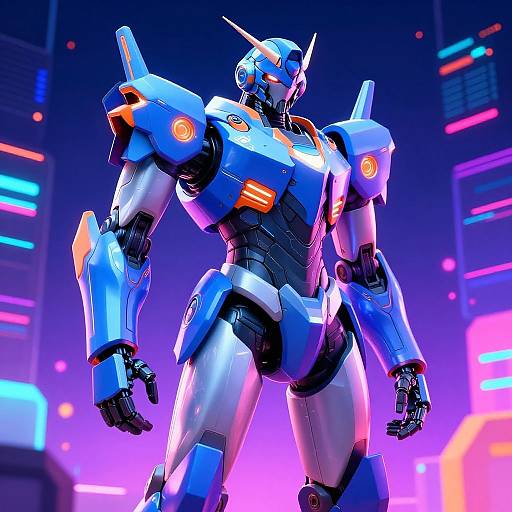 Futuristic Neon Humanoid Robot