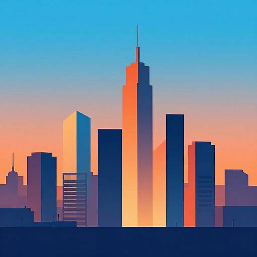 Futuristic City Skyline Vector Art