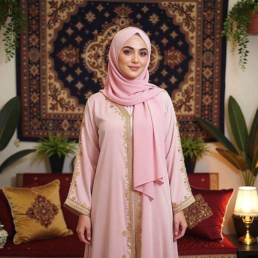 Elegant Woman in Ornate Decor