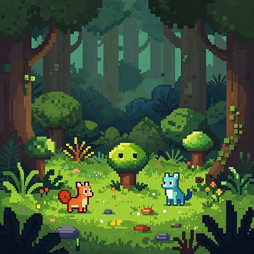 Upscale Pixel Art Fantasy Forest