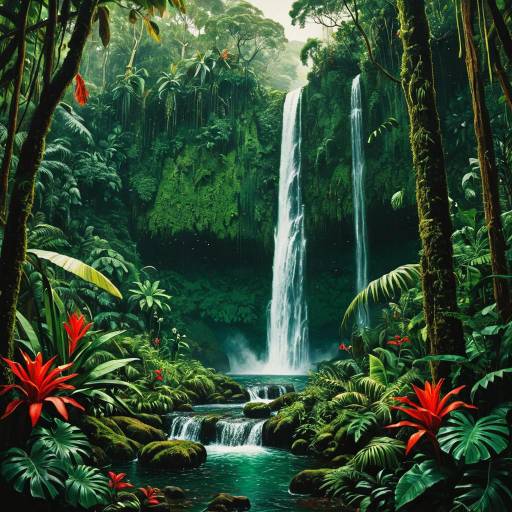 Frida Kahlo-Inspired Lush Rainforest Landscape