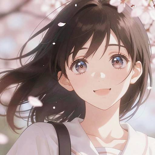 Dreamy Anime Selfie with Cherry Blossoms