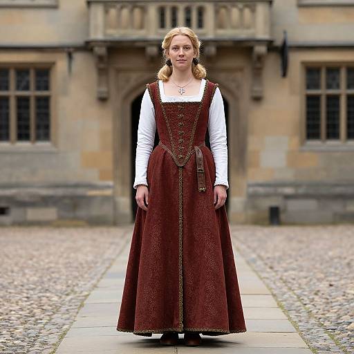 Medieval British Woman in Traditional Dress