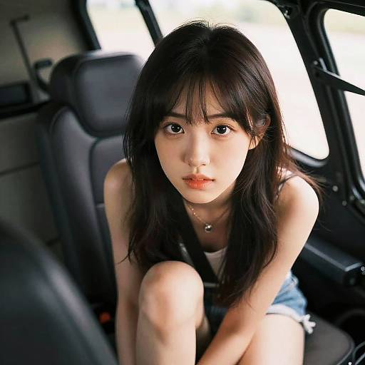 Curious Girl in Helicopter Interior