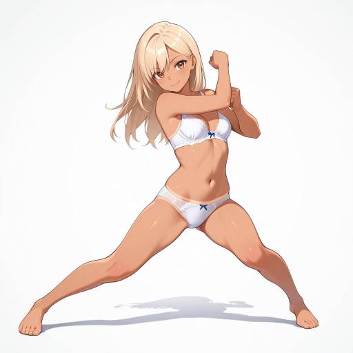Sun-Tanned Woman in Power Stance Sun-Tanned Woman in Power Stance
